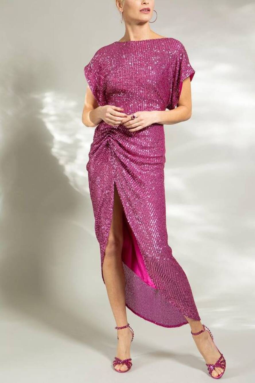 In the Mood for Love Womens Bercot Sequin Dress in Pompadour Pink S